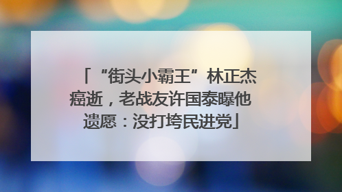 “街头小霸王”林正杰癌逝，老战友许国泰曝他遗愿：没打垮民进党
